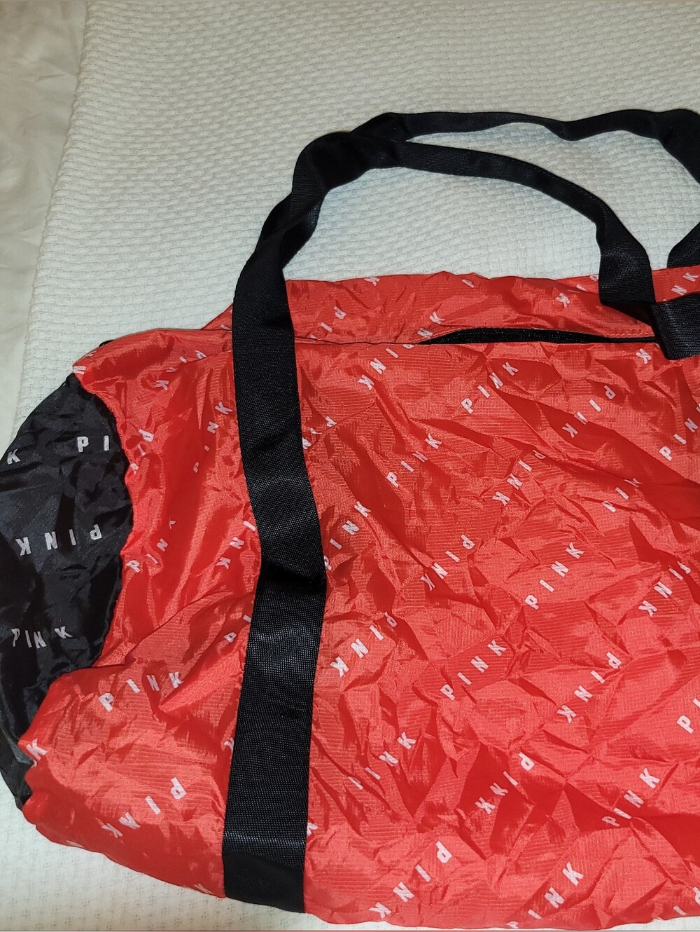 PINK Victoria's Secret Red and Black Travel Duffel Bag